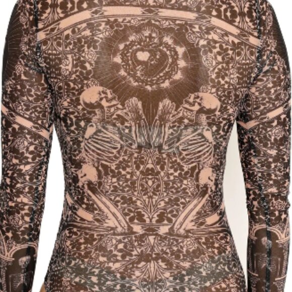 Blackmilk - Black Sacrifice Beige Sheer High Neck Longsleeve Bodysuit - Limited - Picture 2 of 15